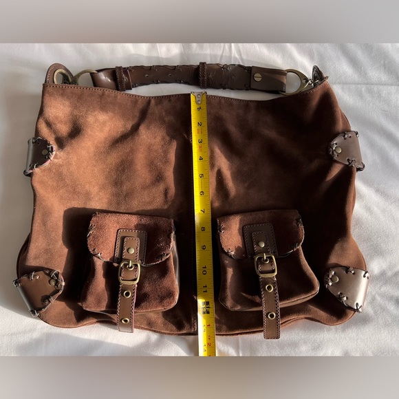 HYPE Suede LEATHER Slouch HOBO Buckle PURSE Bag - Picture 15 of 16